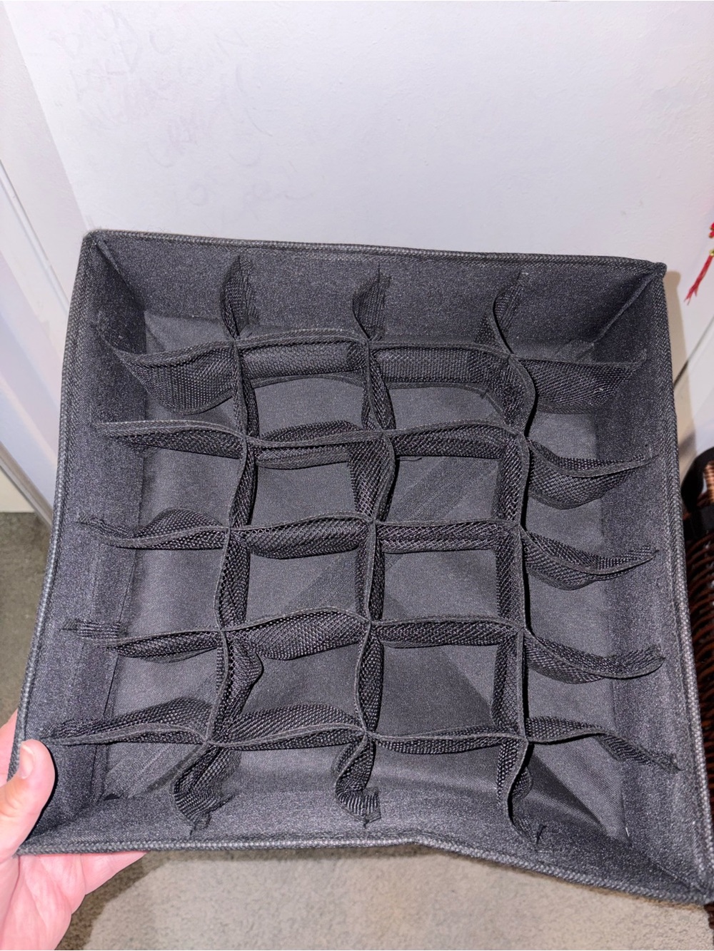Black Fabric Grid Drawer Organizer | Home Storage & Organization